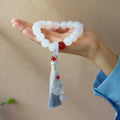Nimara Ritual White Agate Red Agate Luck Wrist Mala Tassels Pocket Mala Car Decoration