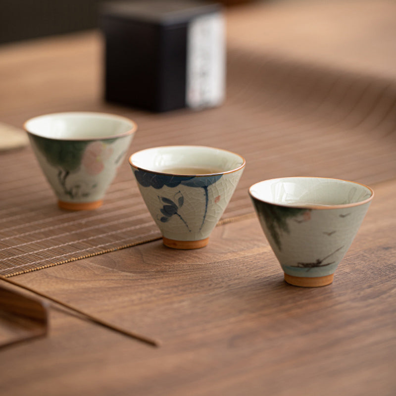 Nimara Ritual Persimmon Boat Koi Fish Lotus Ceramic Teacup Kung Fu Tea Cup 50ml