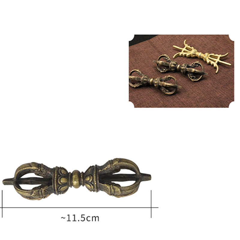 Nimara Ritual Handmade Nepal Five Prong Three Prong Vajra Dorje Strength Copper Decoration