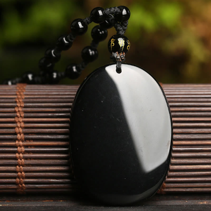 Nimara Ritual Black Obsidian Koi Fish Bead Rope Fulfilment Strength Necklace Pendant