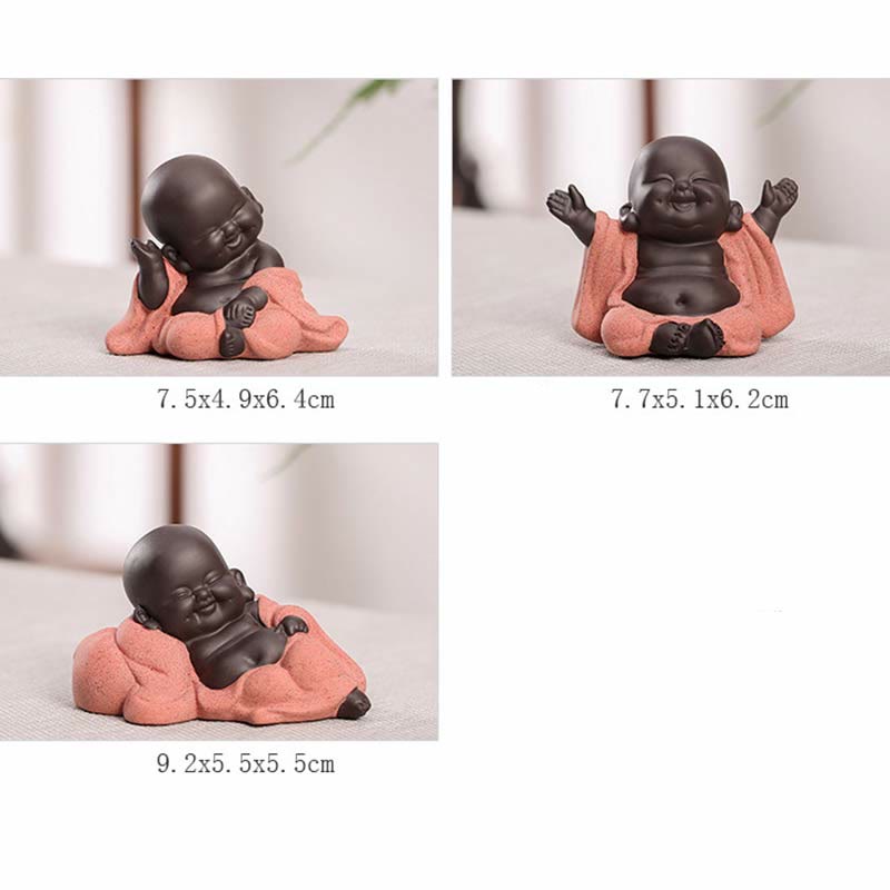 Nimara Ritual Always Smiling Laughing Buddha Wealth Luck Purple Clay Maitreya Statue Decoration