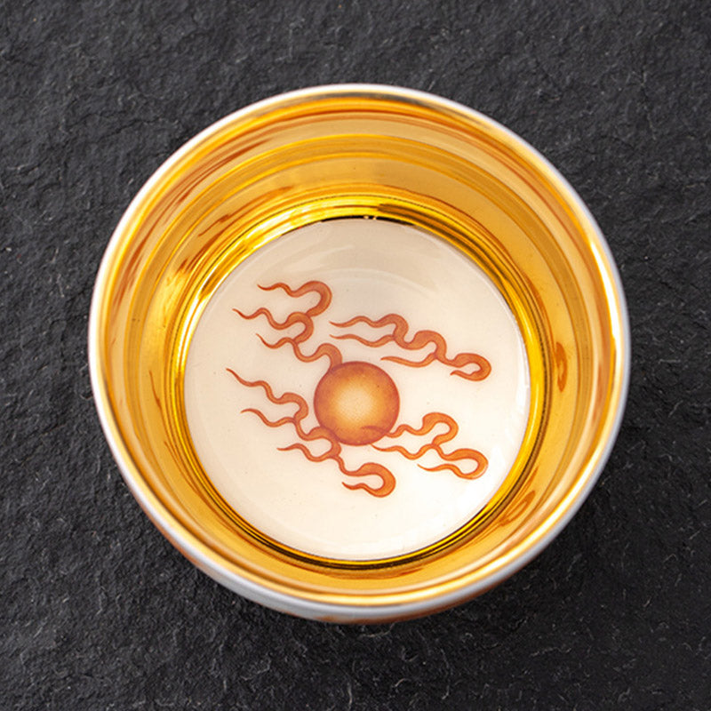 Nimara Ritual Dragon Phoenix Crane Sun Ocean Waves Gilt Ceramic Teacup Kung Fu Tea Cup 170ml