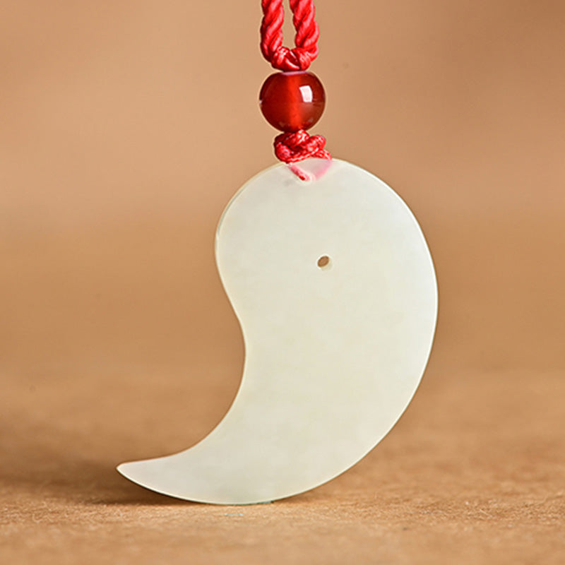 Nimara Ritual Yin Yang White Jade Cyan Jade Protection Blessing Necklace String Pendant