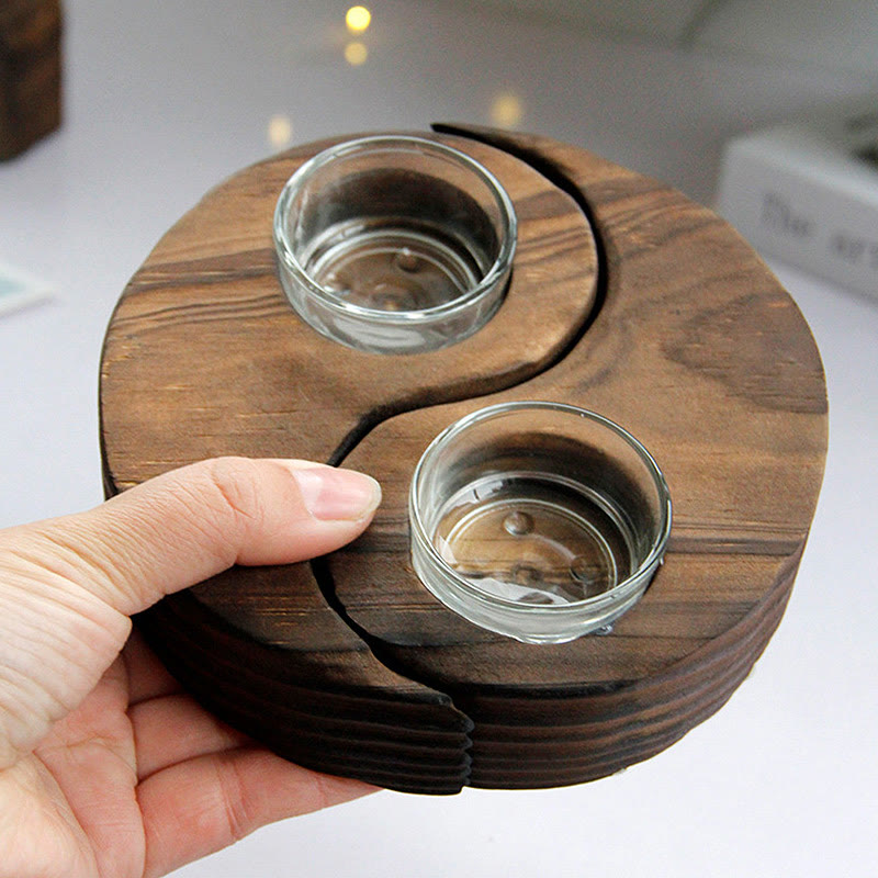 Nimara Ritual Yin Yang Wood Candle Holder Meditation Rituals Use Items