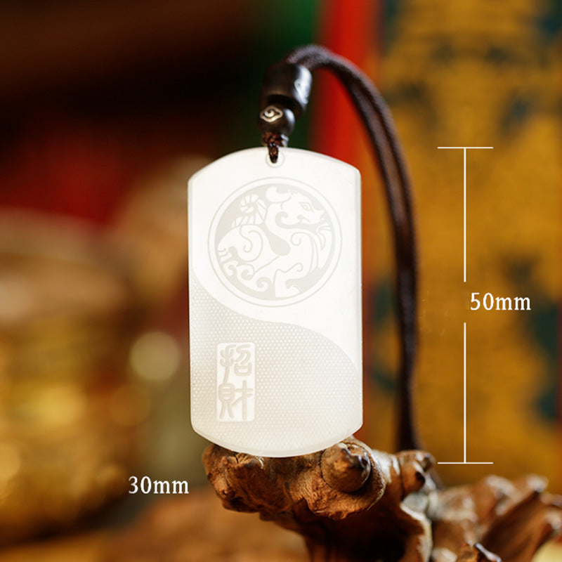 Nimara Ritual White Jade PiXiu Yin Yang Luck Protection Necklace Pendant