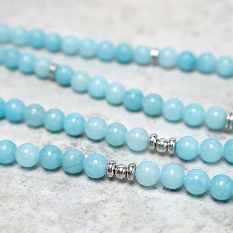 Nimara Ritual Natural Amazonite Stone Healing Lotus Mala Bracelet