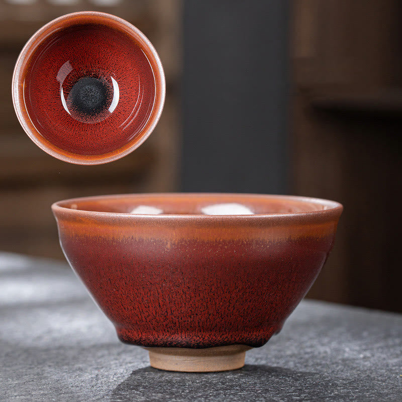 Nimara Ritual Vintage Red Brown Chinese Jianzhan Porcelain Teacup Kung Fu Tea Cup