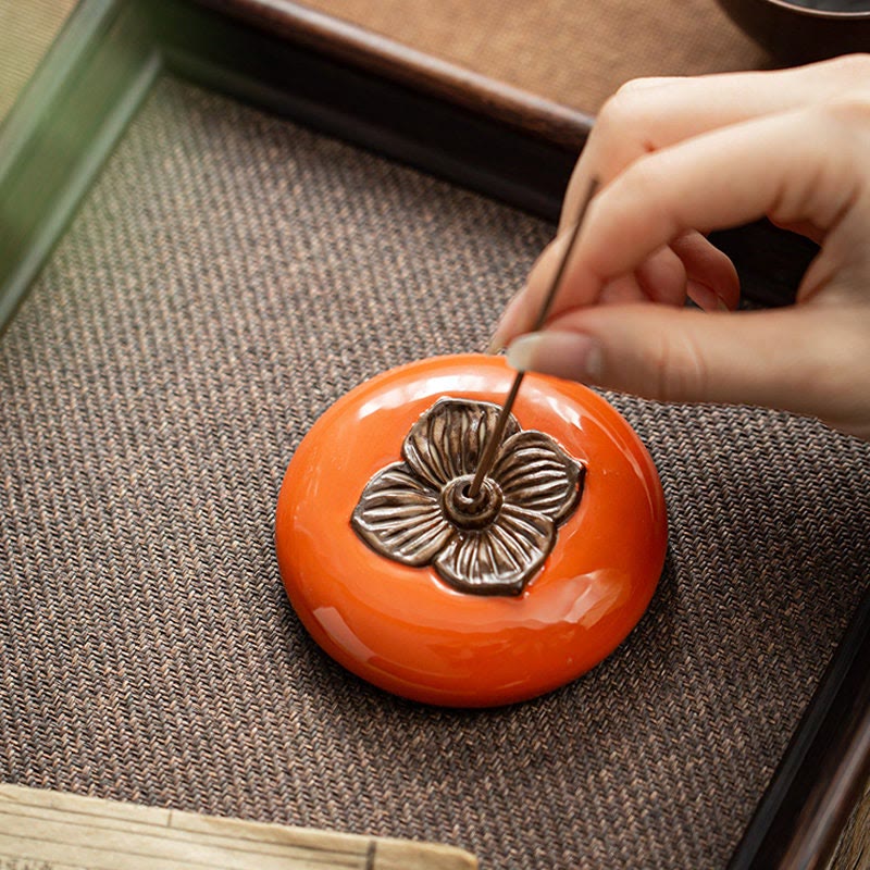 Nimara Ritual Persimmon Ceramic Meditation Healing Incense Burner Incense Holders