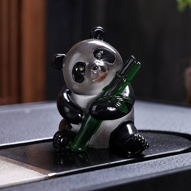Nimara Ritual Color Changing Small Cute Panda Bamboo Tea Pet Resin Home Figurine Decoration