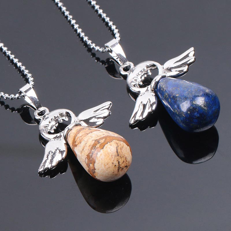 Nimara Ritual Little Angel Wings Natural Crystal Luck Necklace Pendant