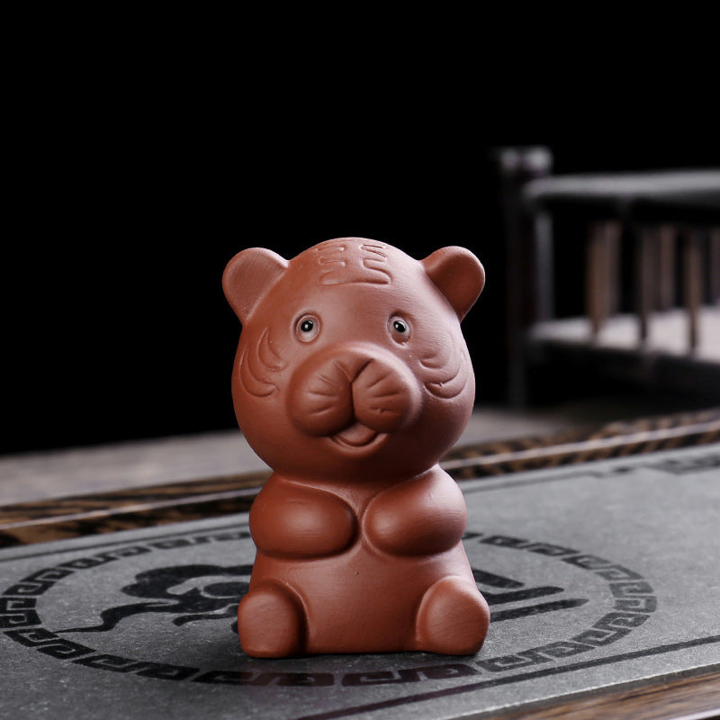 Nimara Ritual Chinese Zodiac Purple Clay Wealth Ceramic Tea Pet Home Figurine Decoration