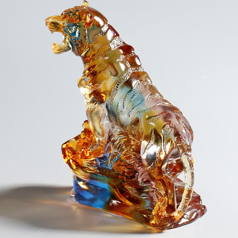 Nimara Ritual Handmade Liuli Crystal Tiger Art Piece Protection Home Decoration