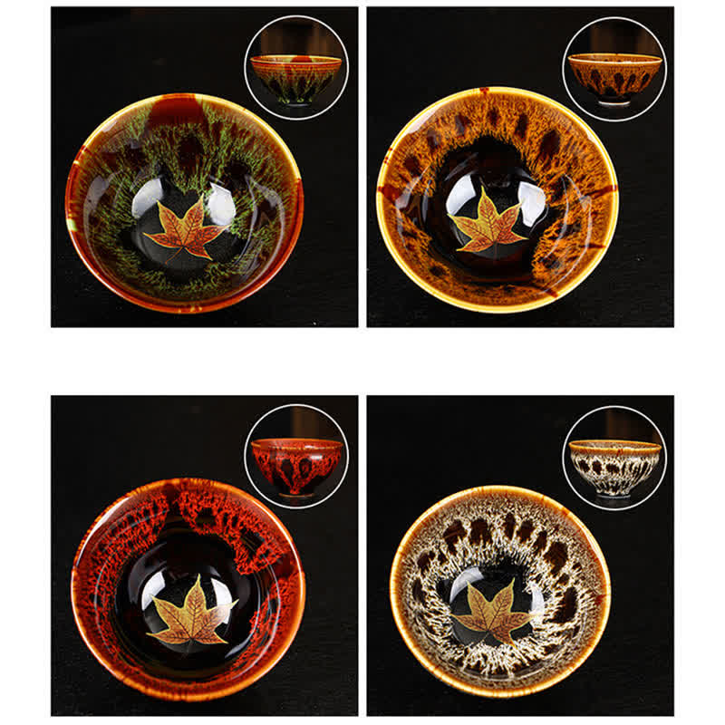 Nimara Ritual Maple Leaf Colorful Ceramic Teacup Home Tea Cups