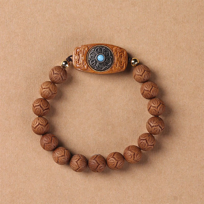Nimara Ritual Green Sandalwood Ebony Wood Sandalwood Om Mani Padme Hum Soothing Bracelet