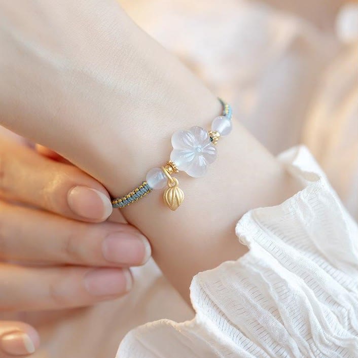 Nimara Ritual Red Agate Jade Lotus Confidence Calm String Bracelet