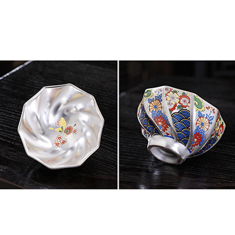 Nimara Ritual Chrysanthemum Flowers Ceramic Teacup Kung Fu Tea Cup