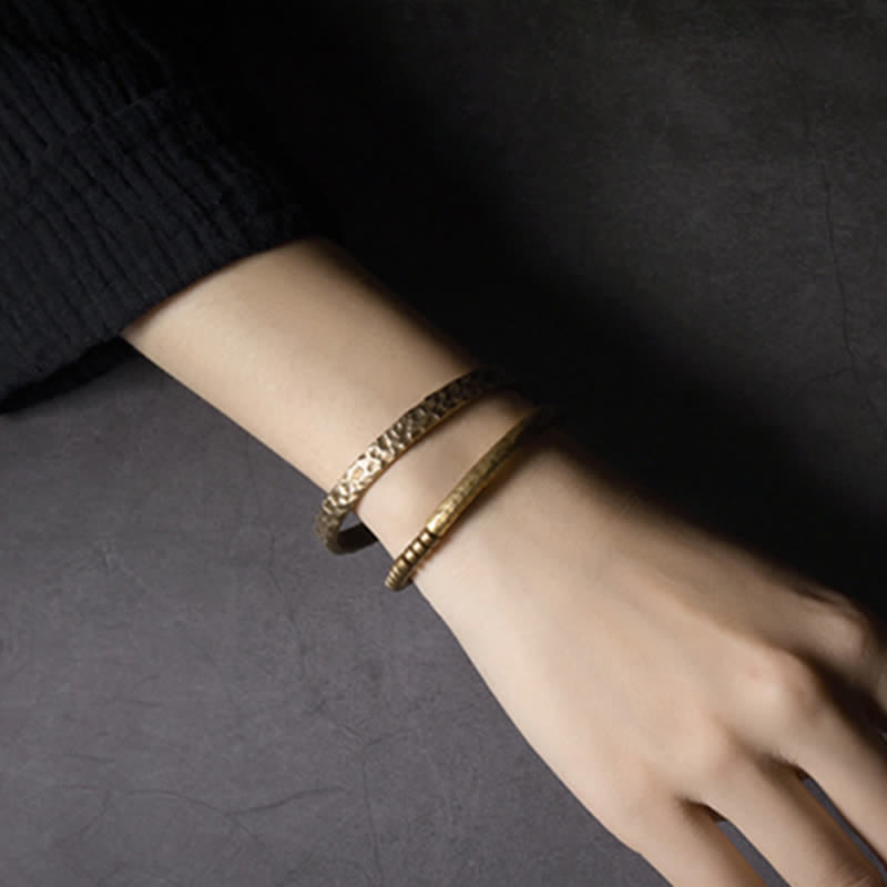 Nimara Ritual Lava Rock Stone Copper Balance Cuff Bracelet Bangle