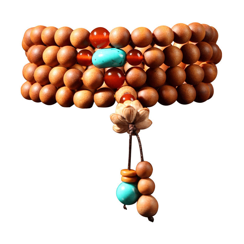 Nimara Ritual Tibetan Sandalwood Lotus Enlightenment Charm Mala Bracelet
