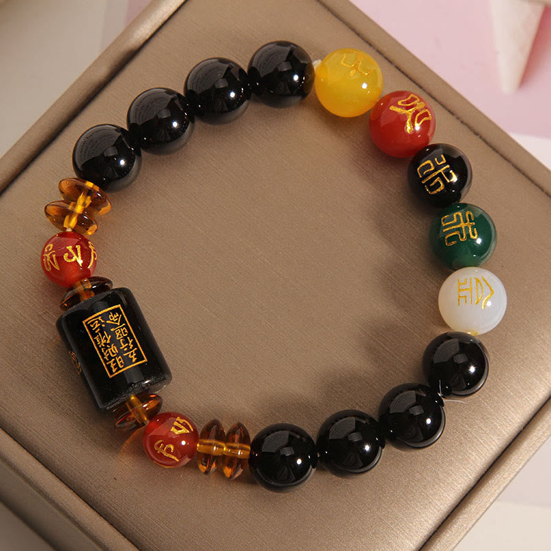 Nimara Ritual Five Elements Black Onyx Red Agate Wisdom Wealth Bracelet