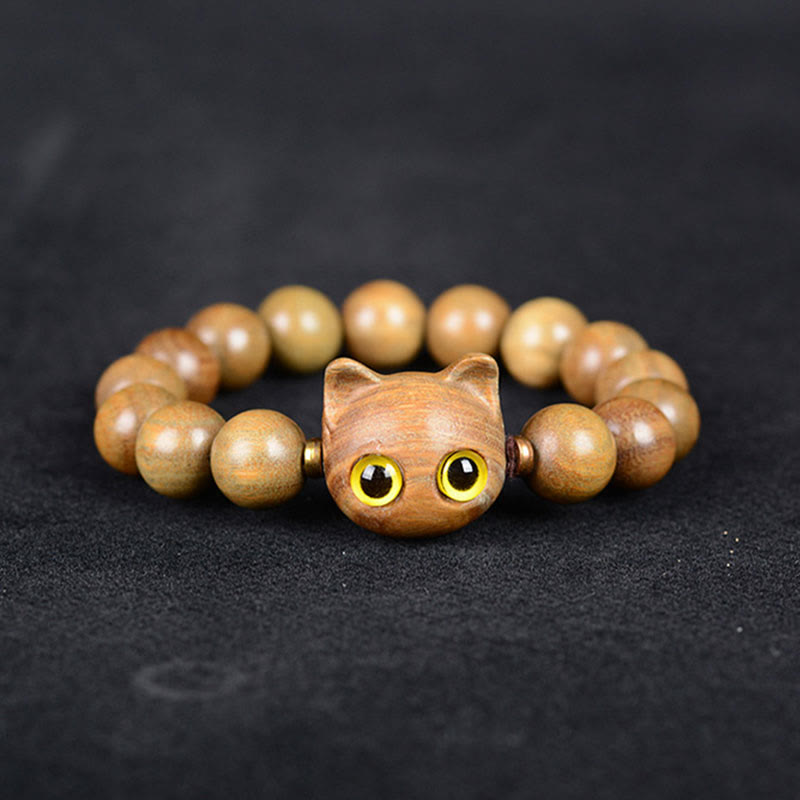 Nimara Ritual Ebony Wood Green Sandalwood Red Sandalwood Lovely Cat Balance Bracelet