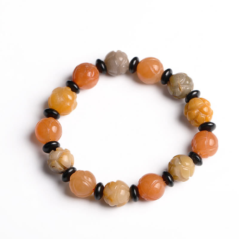 Nimara Ritual Golden Silk Jade Lotus Wealth Luck Bracelet