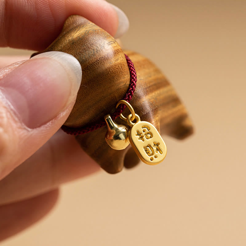 Nimara Ritual Ebony Wood Green Sandalwood Lucky Cat Fu Character Lucky Fortune Bell Balance Car Hanging Decoration