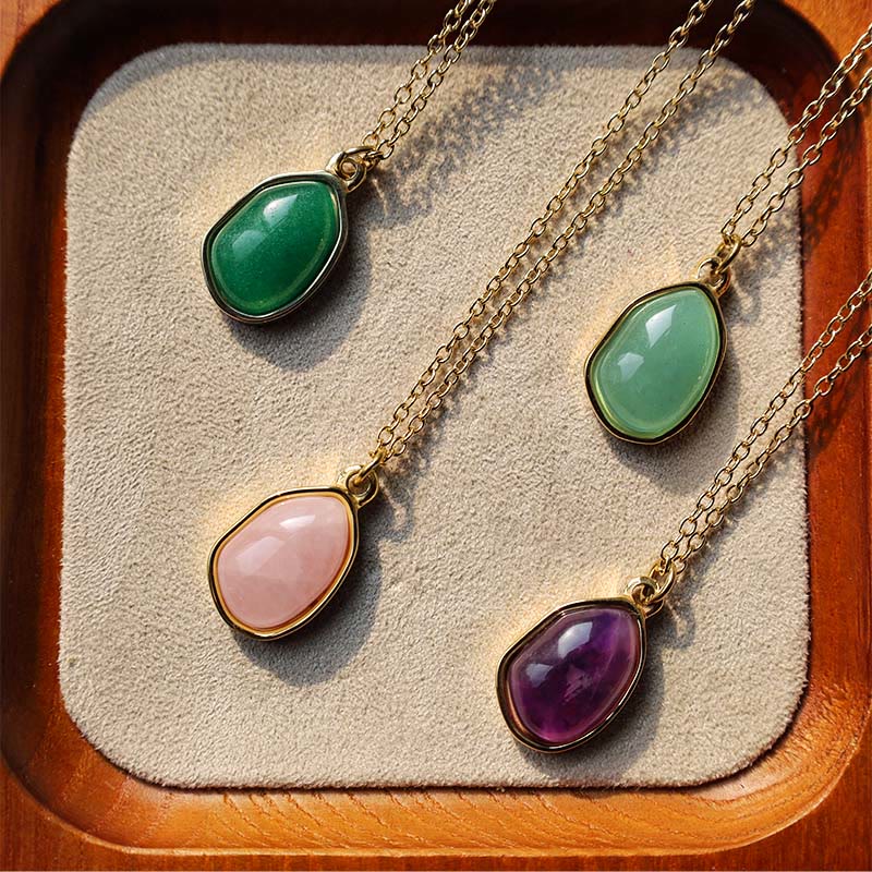 Nimara Ritual Natural Green Aventurine Amethyst Rose Quartz Blessing Necklace Pendant