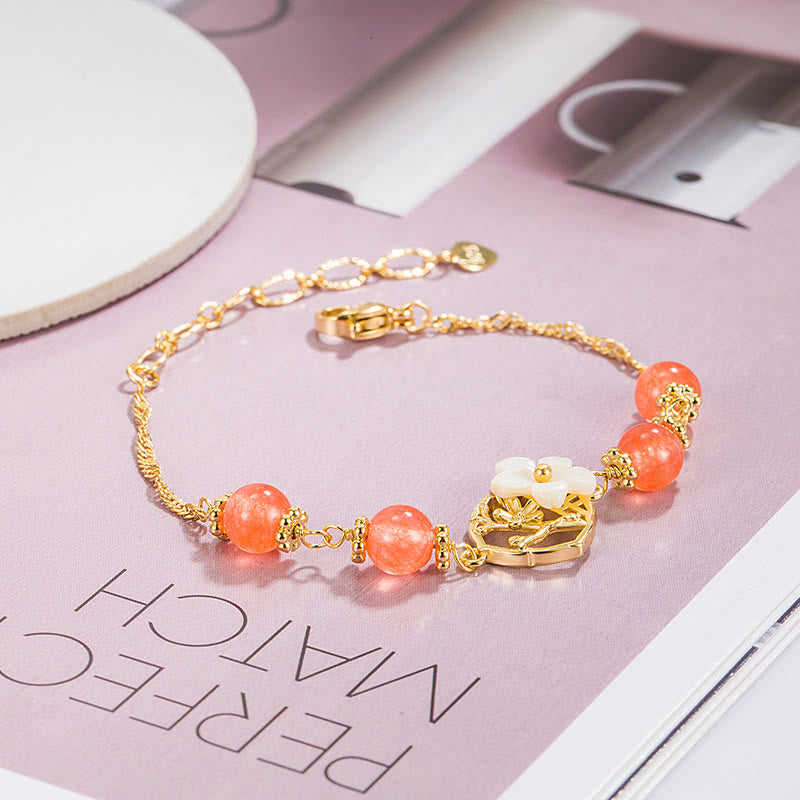 Nimara Ritual Red Agate Tridacna Stone Flower Confidence Bracelet
