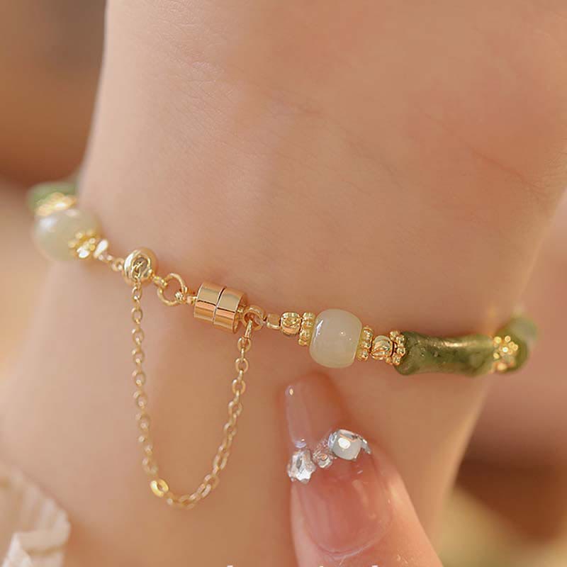 Keep Alive Jade Bamboo Pattern Luck Abundance Bracelet