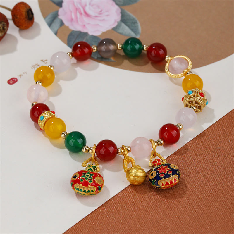 Nimara Ritual Gold Swallowing Beast Family Various Agate Crystal Success Bracelet