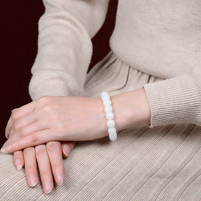 Nimara Ritual Hetian White Jade Happiness Blessing Bracelet