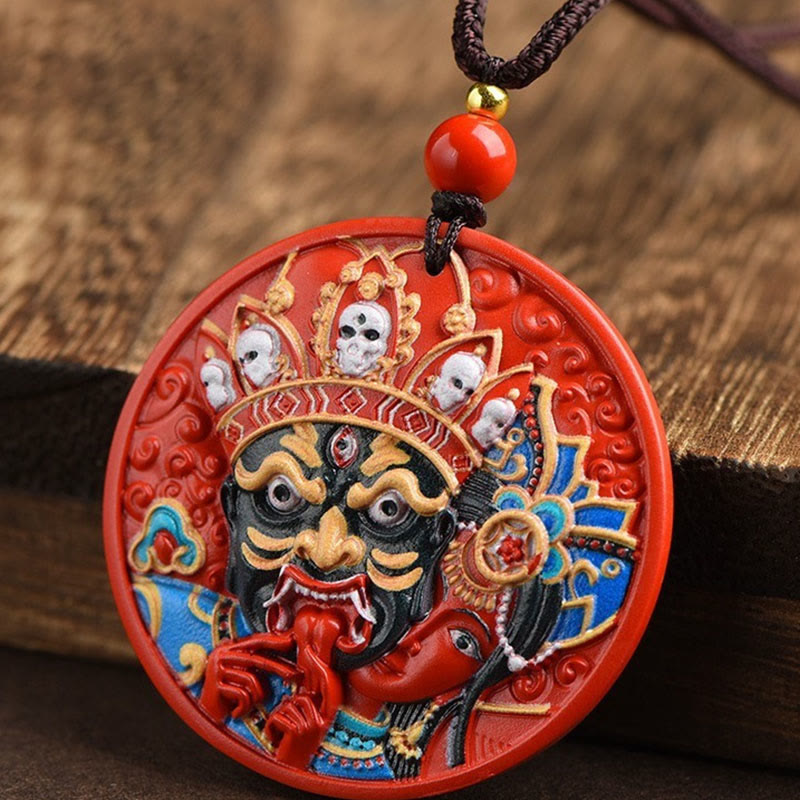 Nimara Ritual Zakiram Goddess of Wealth Painted Cinnabar Blessing Necklace Pendant