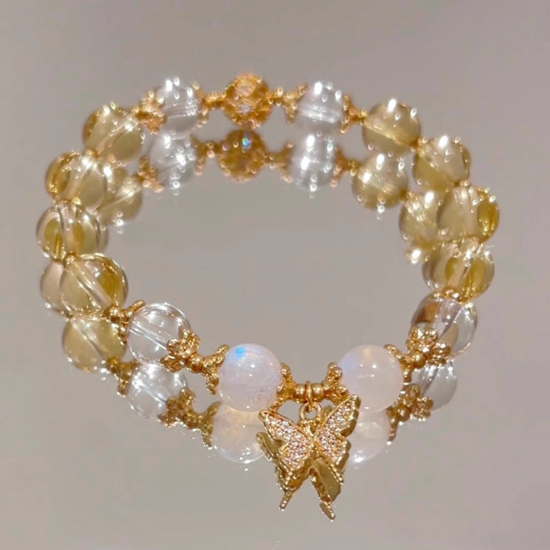 Nimara Ritual Citrine Moonstone Butterfly Charm Prosperity Protection Bracelet