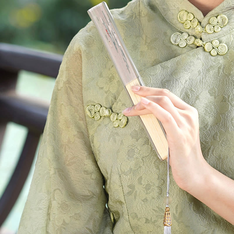 Nimara Ritual Jasmine Flowers Handheld Bamboo Folding Fan