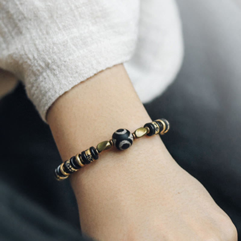 Nimara Ritual Tibetan Bone Beads Ebony Wood Strength Bracelet