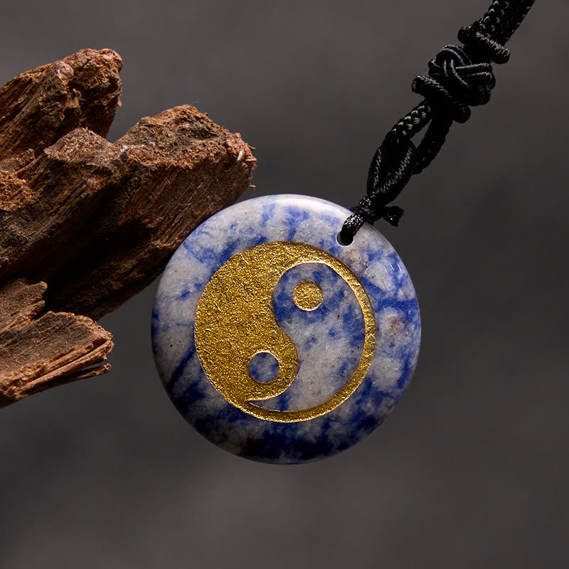 Nimara Ritual Various Crystal Amethyst Tiger Eye Green Aventurine Yin Yang Spiritual Necklace Pendant