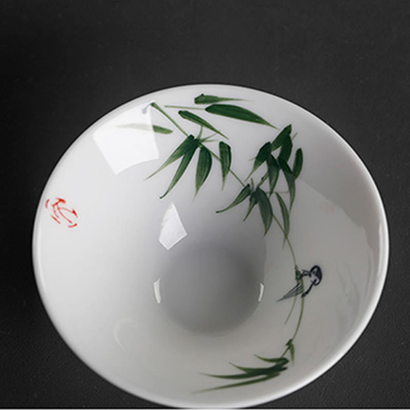 Nimara Ritual Vintage Plum Orchid Bamboo Chrysanthemum Lotus Koi Fish Ceramic Teacup Kung Fu Tea Cups