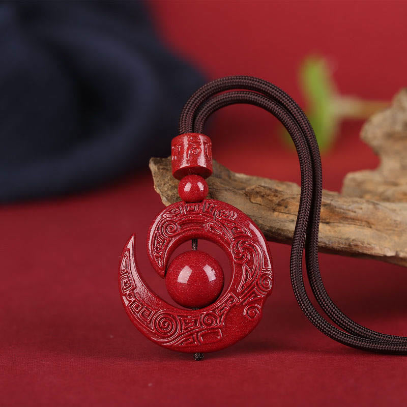 Nimara Ritual One's Luck Improves Design Patern Natural Cinnabar Concentration Necklace Pendant