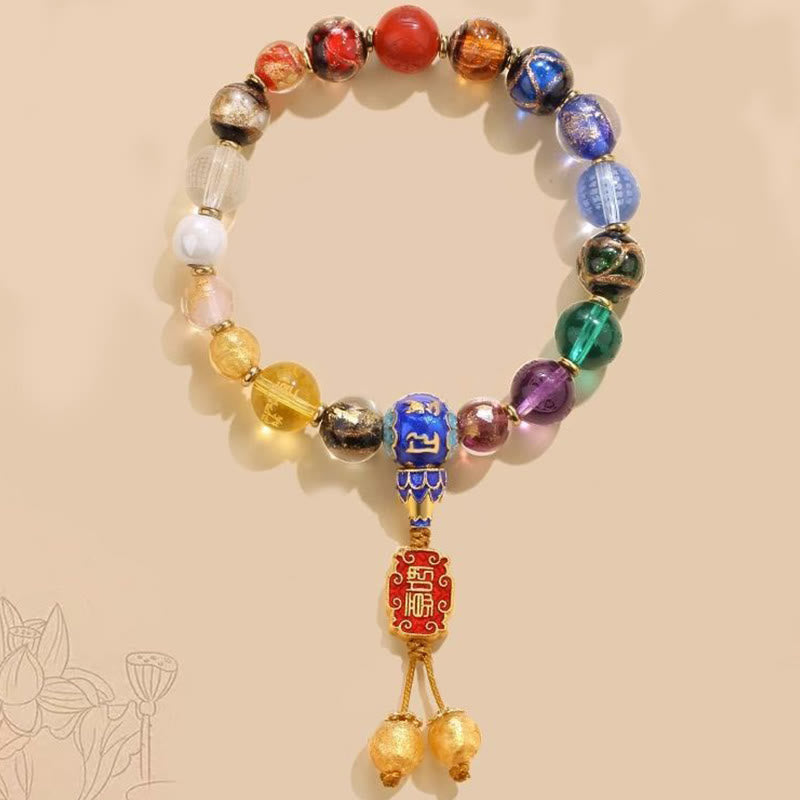 Nimara Ritual Tibetan Colorful Incense Ash Liuli Glass Bead Om Mani Padme Hum Dorje Vajra 18 Beads Wrist Mala