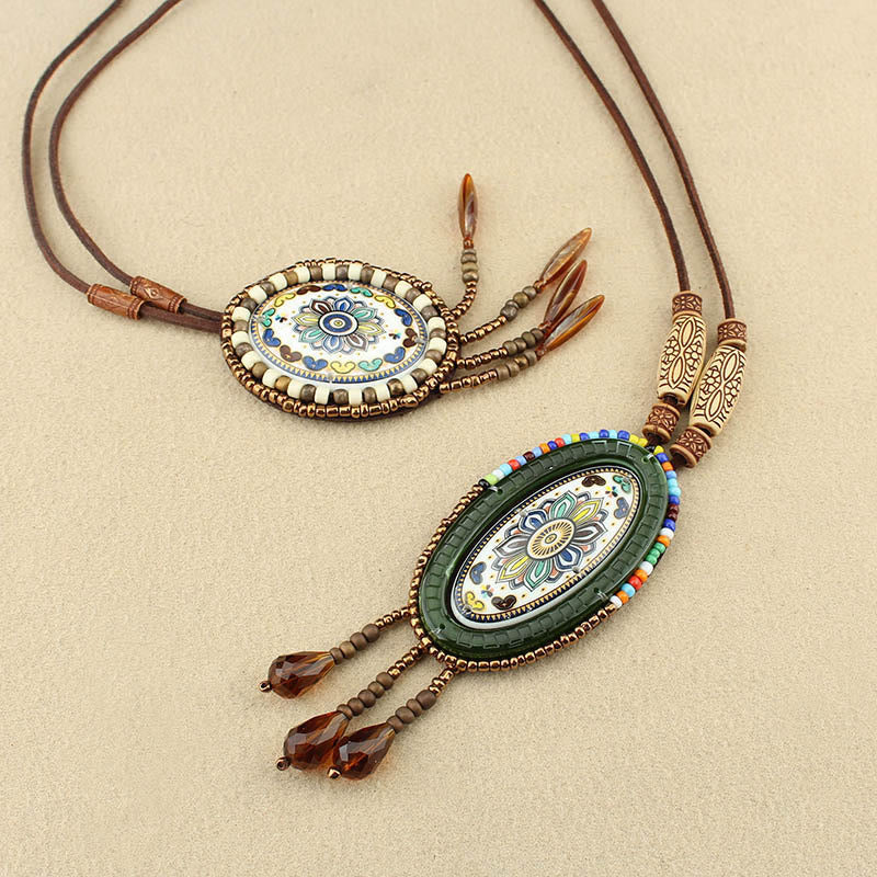 Nimara Ritual Mandala Pattern Beads Creativity Necklace Pendant
