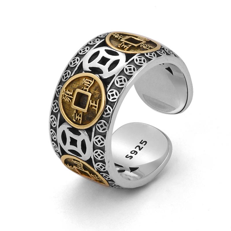 Nimara Ritual Five-Emperor Coins Balance Adjustable Ring