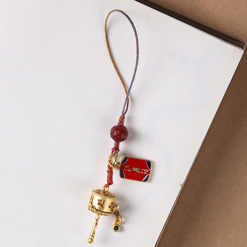 Nimara Ritual Tibetan Om Mani Padme Hum Prayer Wheel Amulet Charm Protection Phone Hanging Decoration