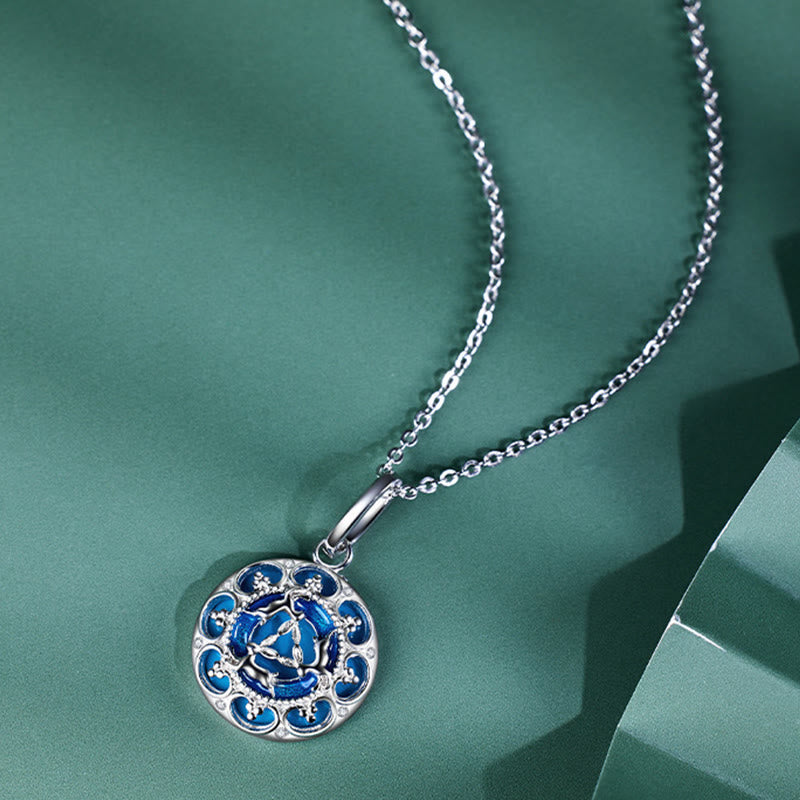 Nimara Ritual 925 Sterling Silver Round Turquoise Three Rabbits Balance Necklace Pendant