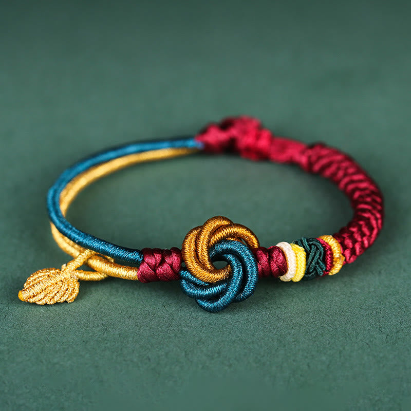 Nimara Ritual Tibetan Handmade Mandala Knot Leaf Luck Rope Bracelet