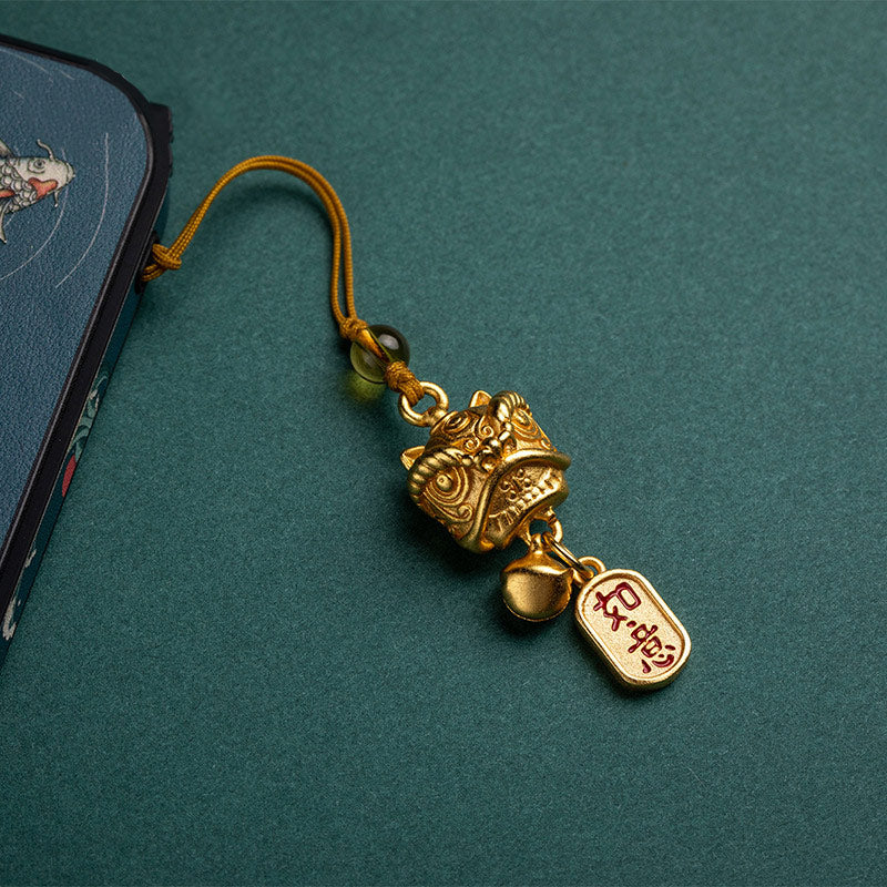 Nimara Ritual Dancing Lion Auspicious Ruyi Safe Peace Rich Copper Wealth Phone Hanging Decoration