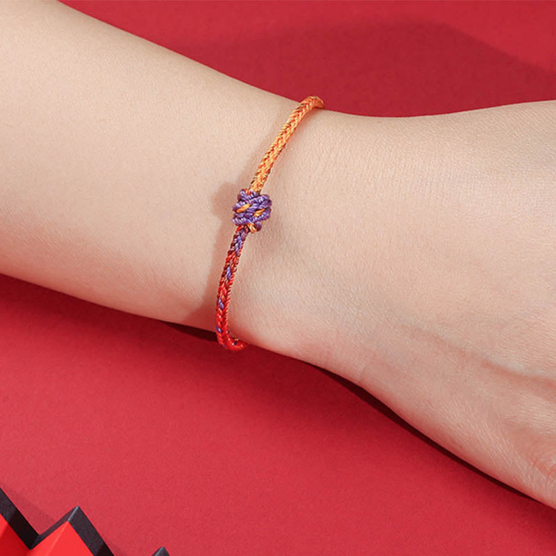 Nimara Ritual Handcrafted Colorful Purple Gold Red Braid Rope Bracelet