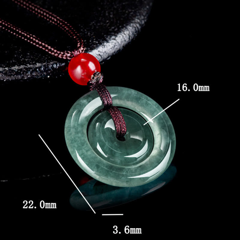 Nimara Ritual Green Jade Double Peace Buckle Abundance Necklace Pendant