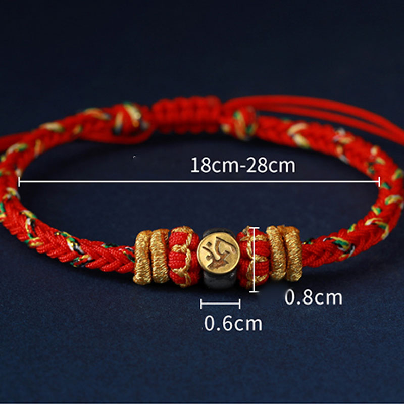 Nimara Ritual Chinese Zodiac Natal Buddha Silver Luck Braided String Bracelet