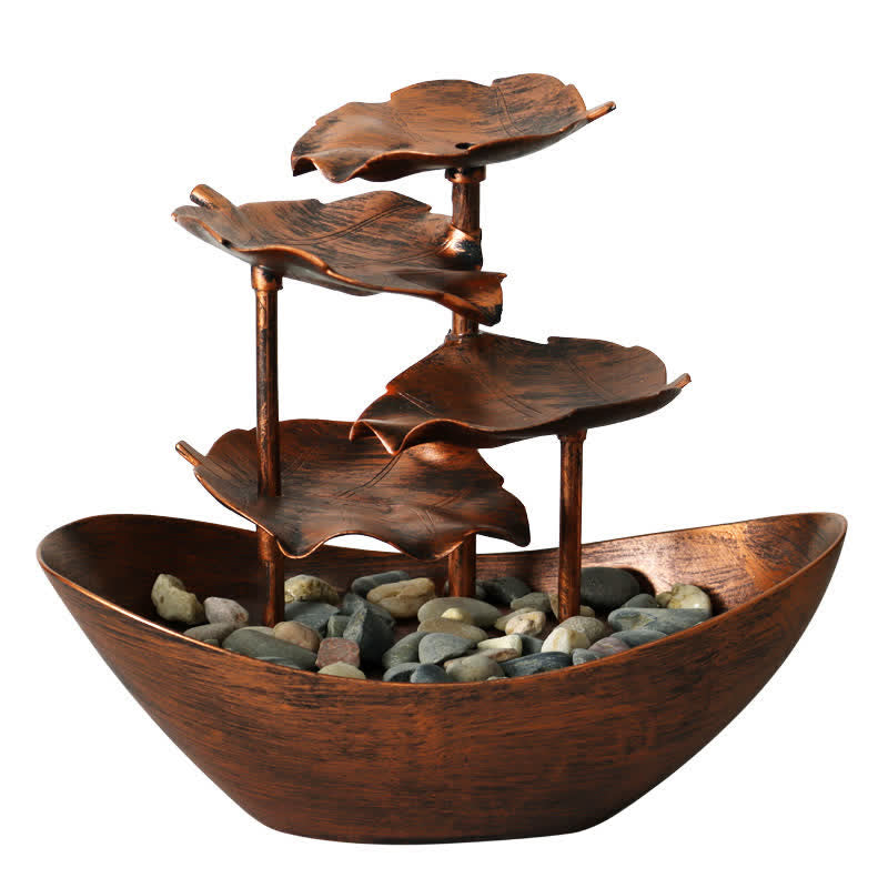 Nimara Ritual Lotus Leaf Shaped Waterfall Fountain Tabletop Ornaments With LED Light Home Office Desktop Decoration