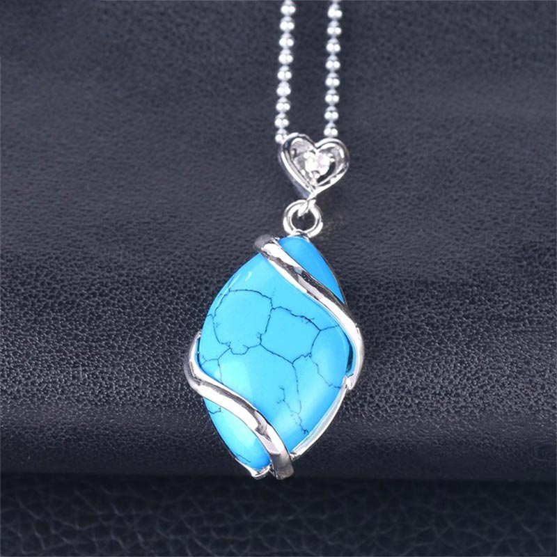 Nimara Ritual Marquise Pattern Natural Crystal Stone Charm Necklace Pendant